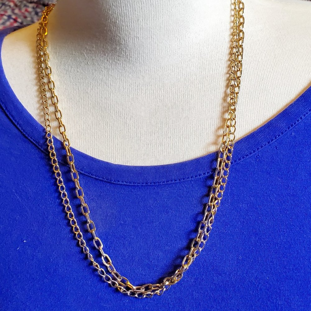 22" Layered Gold Tone Chain Necklace Simple Style